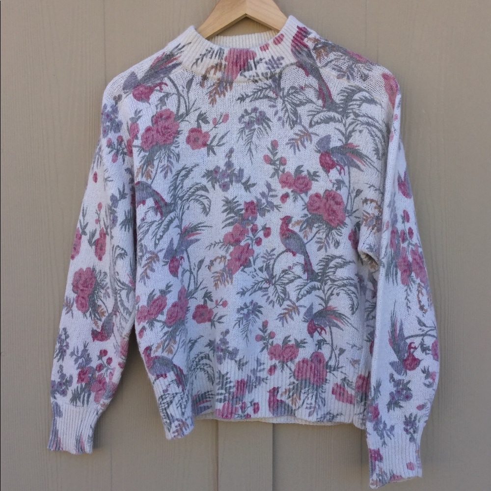 Vintage Silk Angora  Patterned Sweater